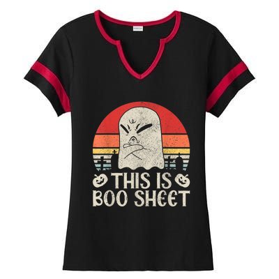 Ghost Retro Halloween Outfit, This Is Boo Sheet Ladies Halftime Notch Neck Tee