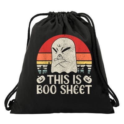 Ghost Retro Halloween Outfit, This Is Boo Sheet Drawstring Bag