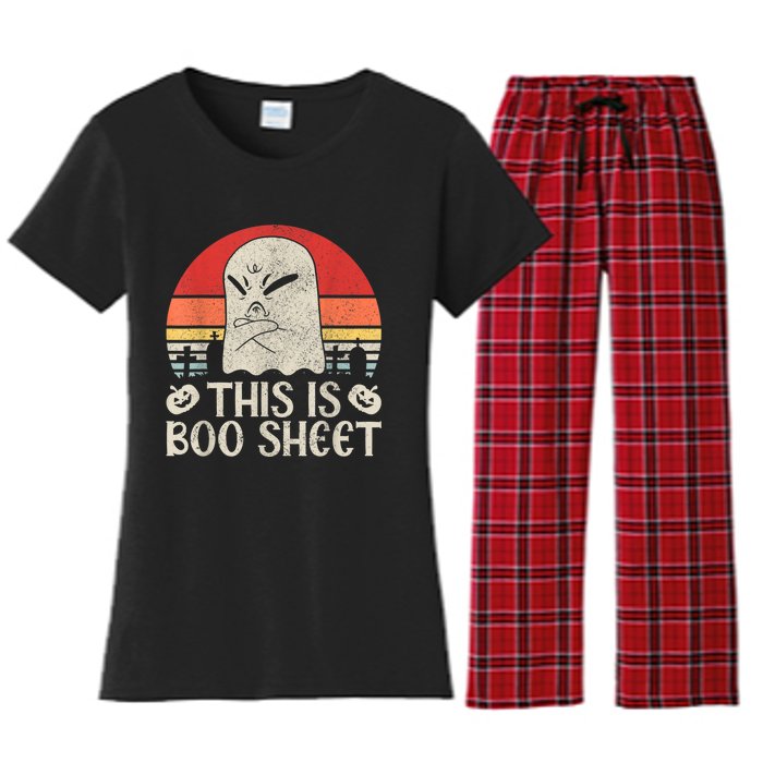 Ghost Retro Halloween Outfit, This Is Boo Sheet Women's Flannel Pajama Set