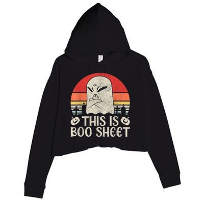 Ghost Retro Halloween Outfit, This Is Boo Sheet Crop Fleece Hoodie