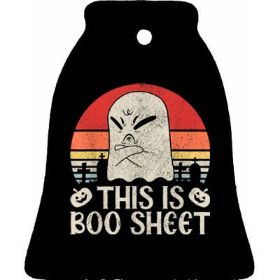 Ghost Retro Halloween Outfit, This Is Boo Sheet Ceramic Bell Ornament