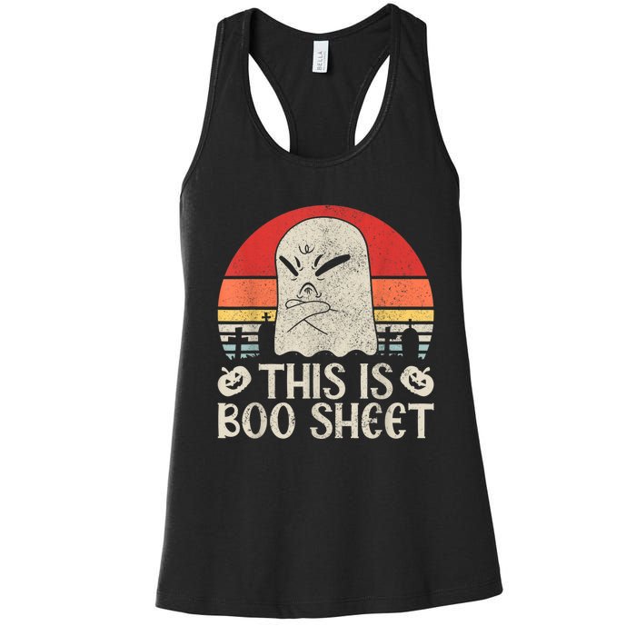 Ghost Retro Halloween Outfit, This Is Boo Sheet Women's Racerback Tank