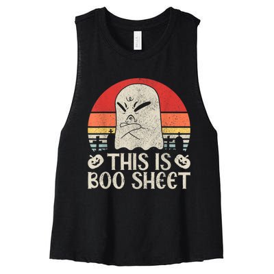 Ghost Retro Halloween Outfit, This Is Boo Sheet Women's Racerback Cropped Tank