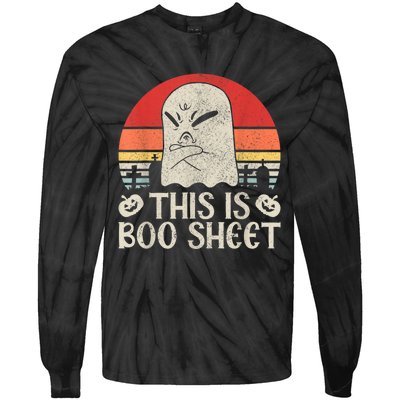 Ghost Retro Halloween Outfit, This Is Boo Sheet Tie-Dye Long Sleeve Shirt