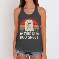 Ghost Retro Halloween Outfit, This Is Boo Sheet Women's Knotted Racerback Tank