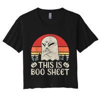 Ghost Retro Halloween Outfit, This Is Boo Sheet Women's Crop Top Tee