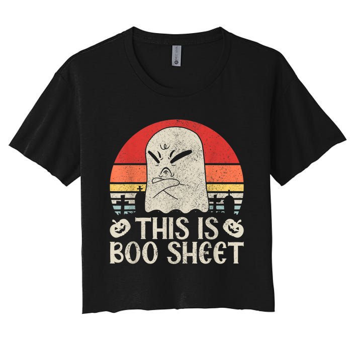 Ghost Retro Halloween Outfit, This Is Boo Sheet Women's Crop Top Tee