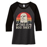 Ghost Retro Halloween Outfit, This Is Boo Sheet Women's Tri-Blend 3/4-Sleeve Raglan Shirt