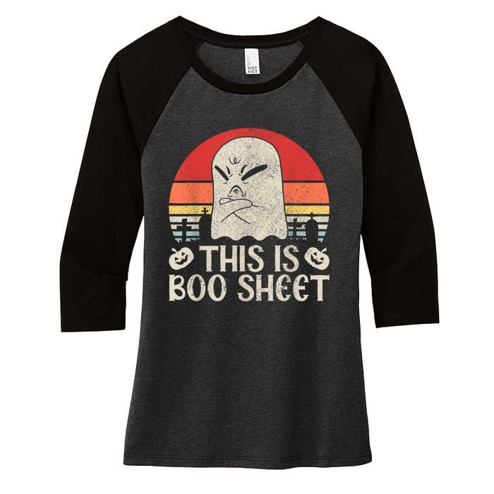 Ghost Retro Halloween Outfit, This Is Boo Sheet Women's Tri-Blend 3/4-Sleeve Raglan Shirt