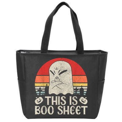 Ghost Retro Halloween Outfit, This Is Boo Sheet Zip Tote Bag