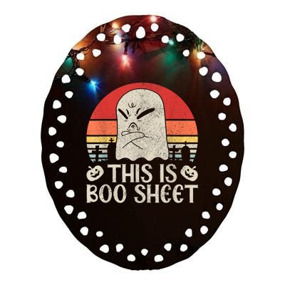 Ghost Retro Halloween Outfit, This Is Boo Sheet Ceramic Oval Ornament