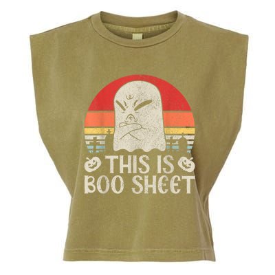 Ghost Retro Halloween Outfit, This Is Boo Sheet Garment-Dyed Women's Muscle Tee