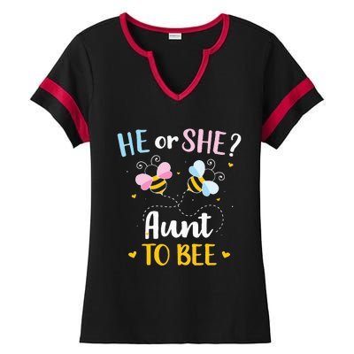 Gender reveal he or she aunt matching family baby party Ladies Halftime Notch Neck Tee