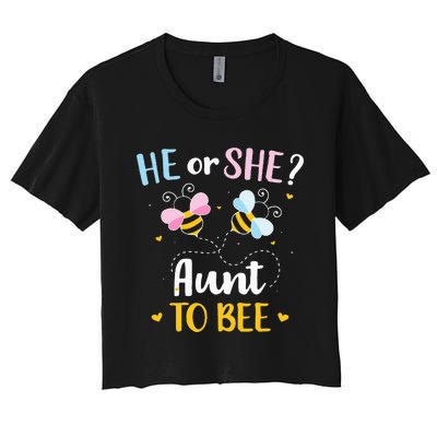 Gender reveal he or she aunt matching family baby party Women's Crop Top Tee