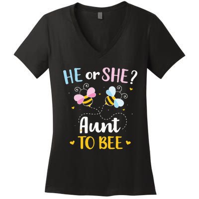 Gender reveal he or she aunt matching family baby party Women's V-Neck T-Shirt