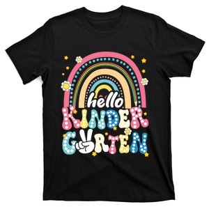 Groovy Rainbow Hello Kindergarten First Day Teacher T-Shirt