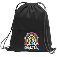 Groovy Rainbow Hello Kindergarten First Day Teacher Sweatshirt Cinch Pack Bag