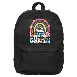 Groovy Rainbow Hello Kindergarten First Day Teacher 16 in Basic Backpack