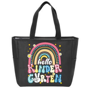 Groovy Rainbow Hello Kindergarten First Day Teacher Zip Tote Bag