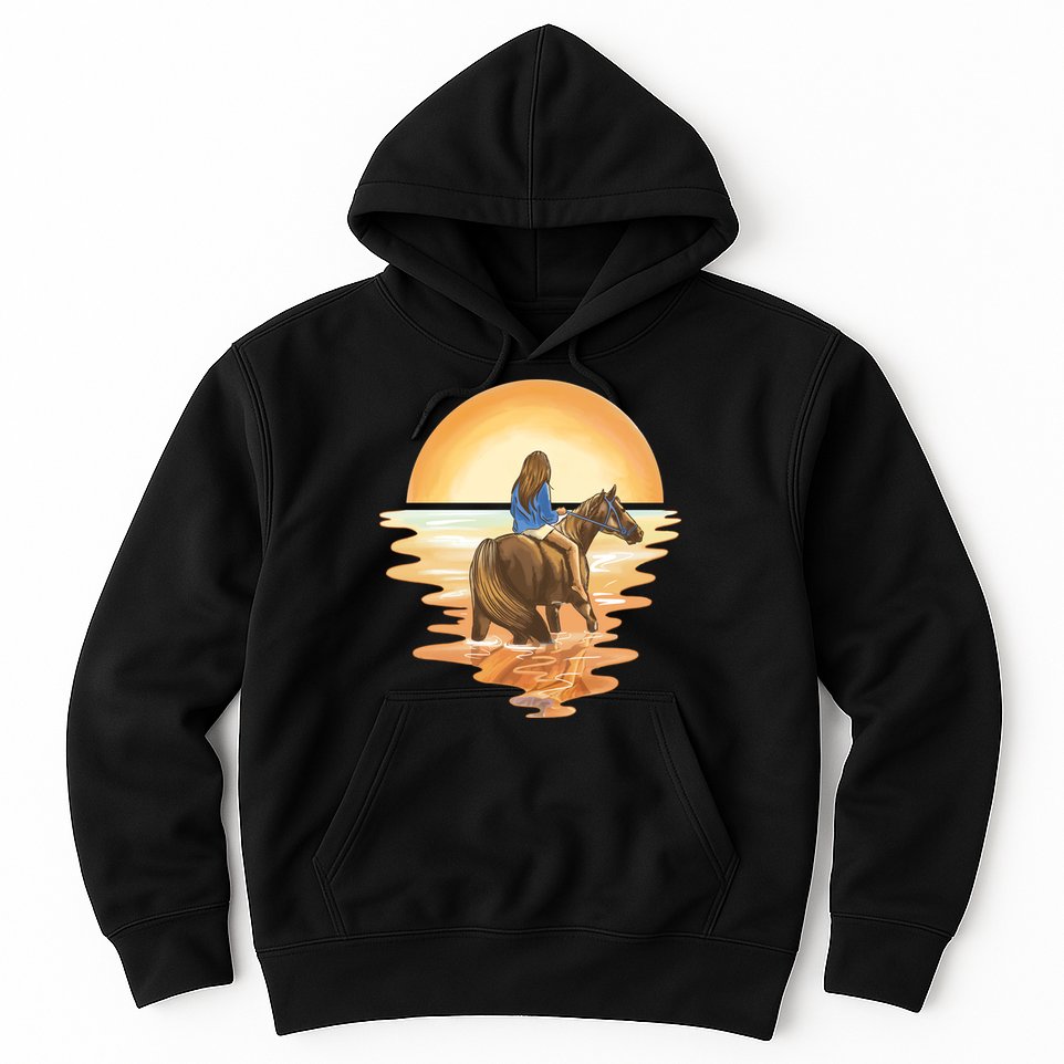 Girl Riding Horse Sunset Hoodie