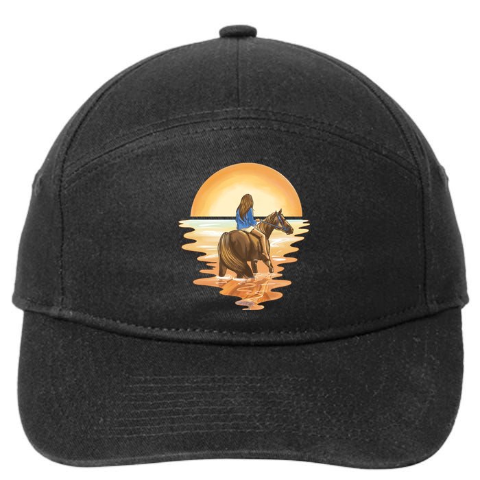 Girl Riding Horse Sunset 7-Panel Snapback Hat