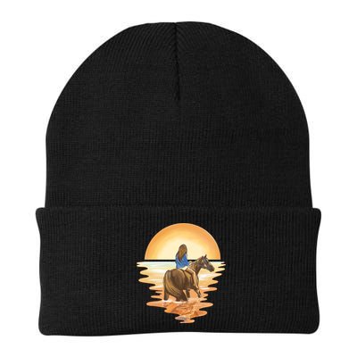 Girl Riding Horse Sunset Beanie