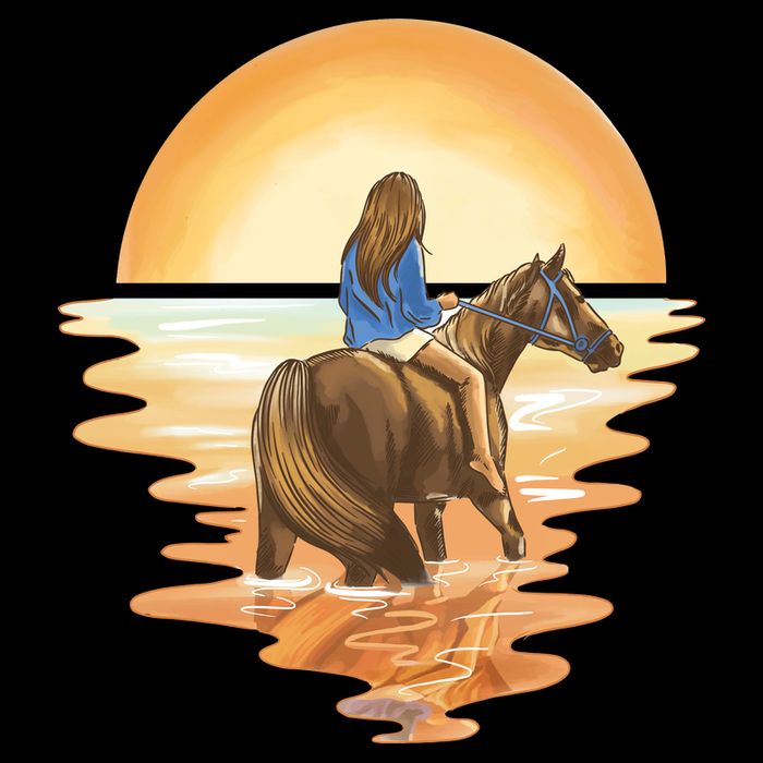 Girl Riding Horse Sunset Baby Bodysuit