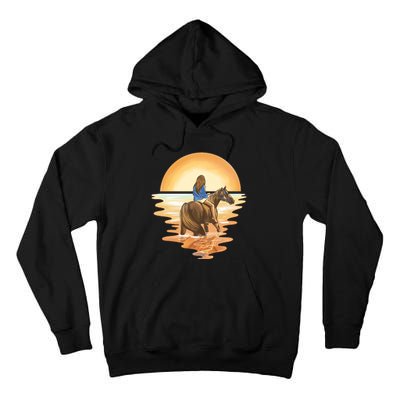 Girl Riding Horse Sunset Tall Hoodie