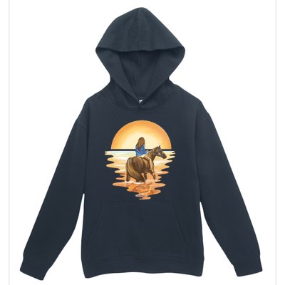 Girl Riding Horse Sunset Urban Pullover Hoodie