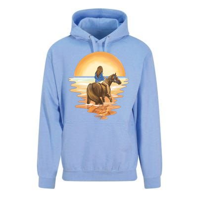 Girl Riding Horse Sunset Unisex Surf Hoodie