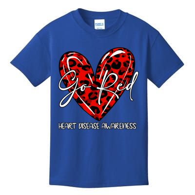 Go Red Heart Disease Awareness Month Leopard Gift Kids T-Shirt