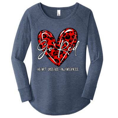 Go Red Heart Disease Awareness Month Leopard Gift Women's Perfect Tri Tunic Long Sleeve Shirt