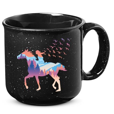 Girl Riding Horse In Forest 15oz Campfire Ceramic Mug