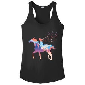 Girl Riding Horse In Forest Ladies PosiCharge Competitor Racerback Tank