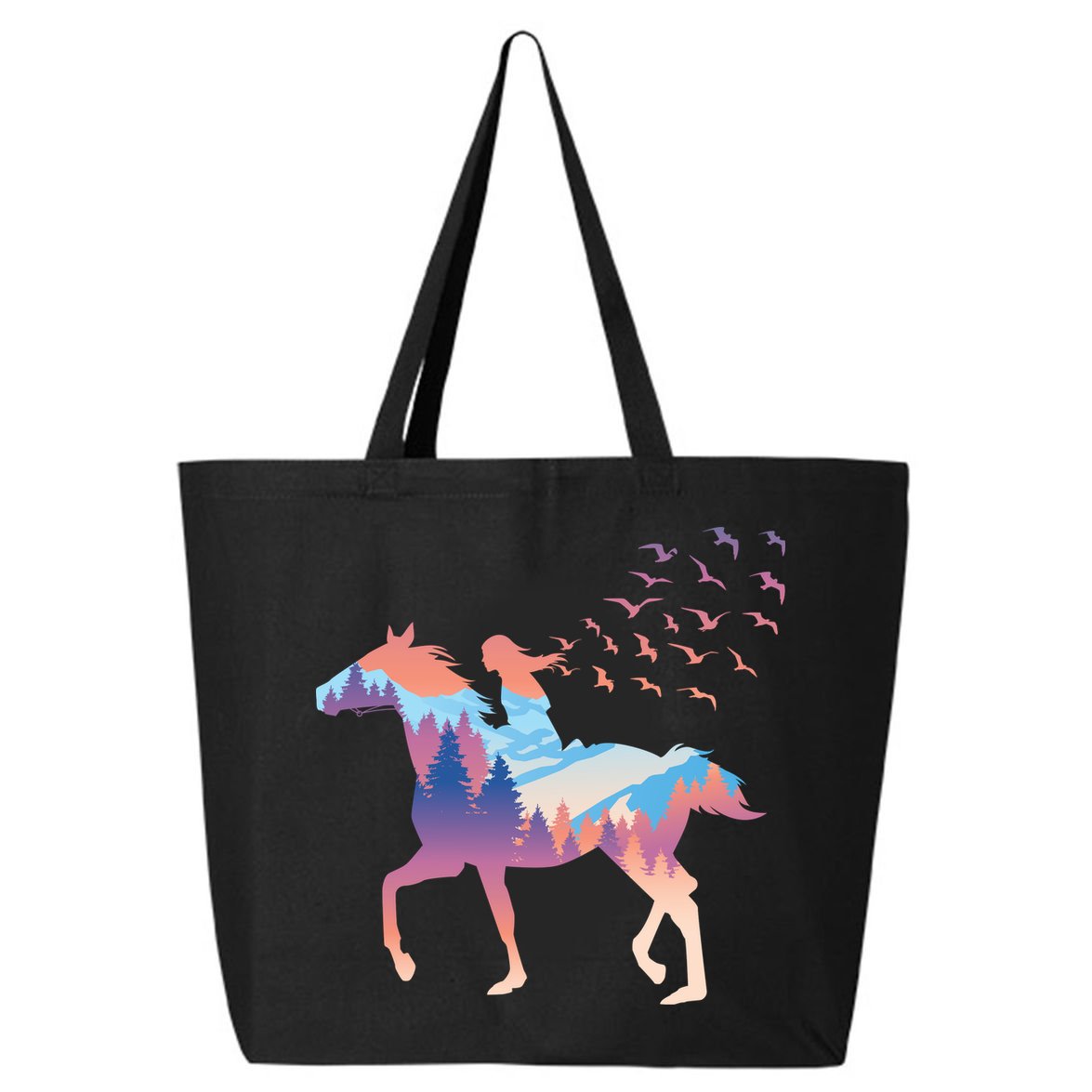 Girl Riding Horse In Forest 25L Jumbo Tote