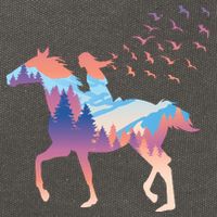 Girl Riding Horse In Forest Cotton Canvas Backpack