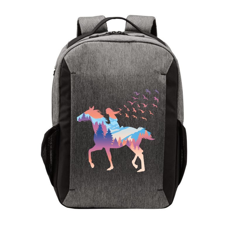 Girl Riding Horse In Forest Vector Backpack