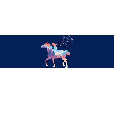 Girl Riding Horse In Forest Bumper Sticker