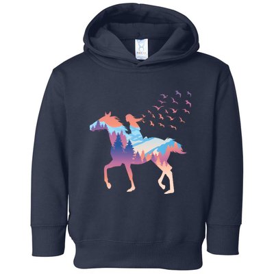 Girl Riding Horse In Forest Toddler Hoodie