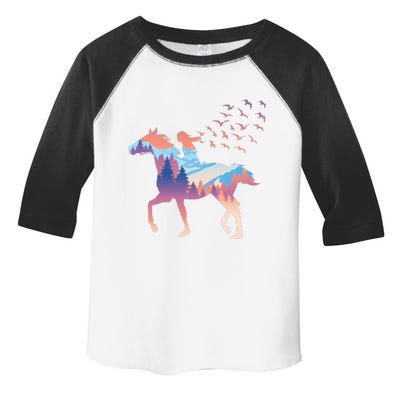 Girl Riding Horse In Forest Toddler Fine Jersey T-Shirt