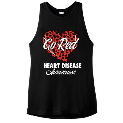 Go Red Heart Disease Awareness Month Leopard Gift Ladies PosiCharge Tri-Blend Wicking Tank