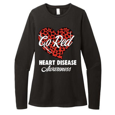 Go Red Heart Disease Awareness Month Leopard Gift Womens CVC Long Sleeve Shirt