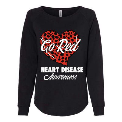 Go Red Heart Disease Awareness Month Leopard Gift Womens California Wash Sweatshirt