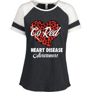 Go Red Heart Disease Awareness Month Leopard Gift Enza Ladies Jersey Colorblock Tee