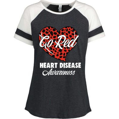 Go Red Heart Disease Awareness Month Leopard Gift Enza Ladies Jersey Colorblock Tee