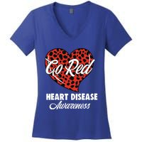 Go Red Heart Disease Awareness Month Leopard Gift Women's V-Neck T-Shirt