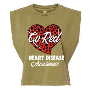 Go Red Heart Disease Awareness Month Leopard Gift Garment-Dyed Women's Muscle Tee