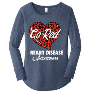 Go Red Heart Disease Awareness Month Leopard Gift Women's Perfect Tri Tunic Long Sleeve Shirt