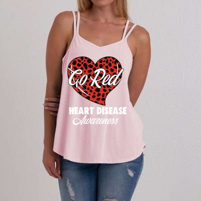 Go Red Heart Disease Awareness Month Leopard Gift Women's Strappy Tank