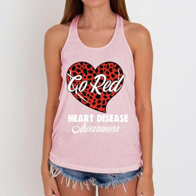 Go Red Heart Disease Awareness Month Leopard Gift Women's Knotted Racerback Tank